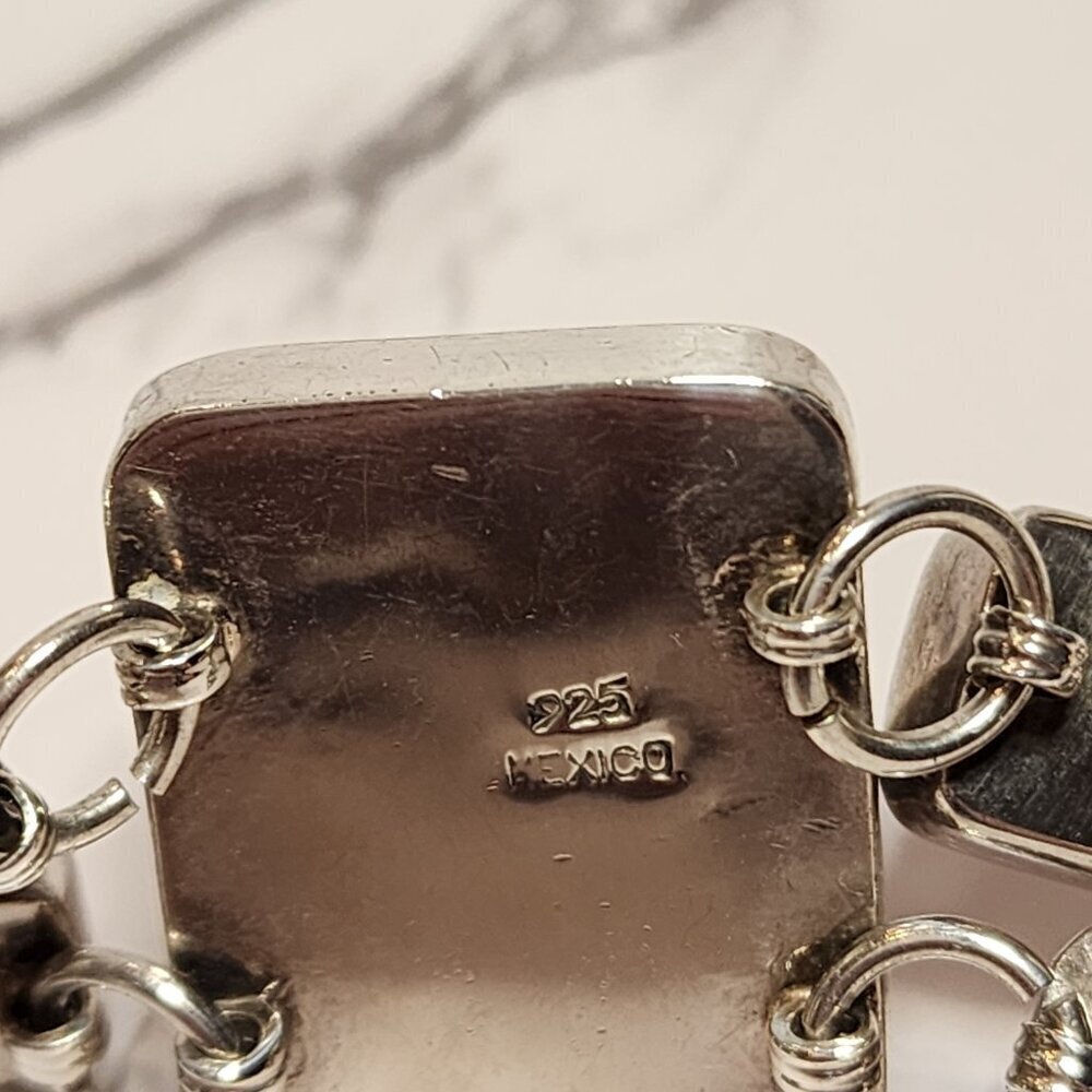 Vintage Heavy Red Jasper 925 Silver Bracelet - Picture 8 of 11